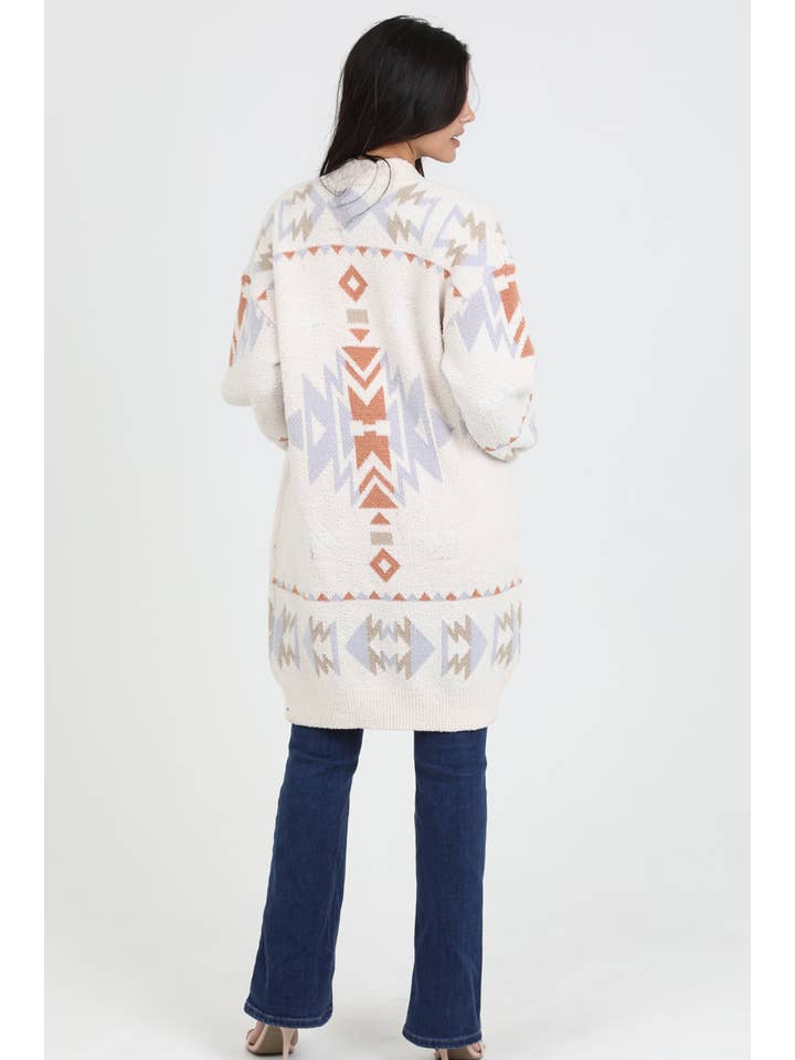 ANGIE - Wholesale Cardigan - Women's - XHP34-ASIS COZY AZTEC CARDIGAN SWEATER3