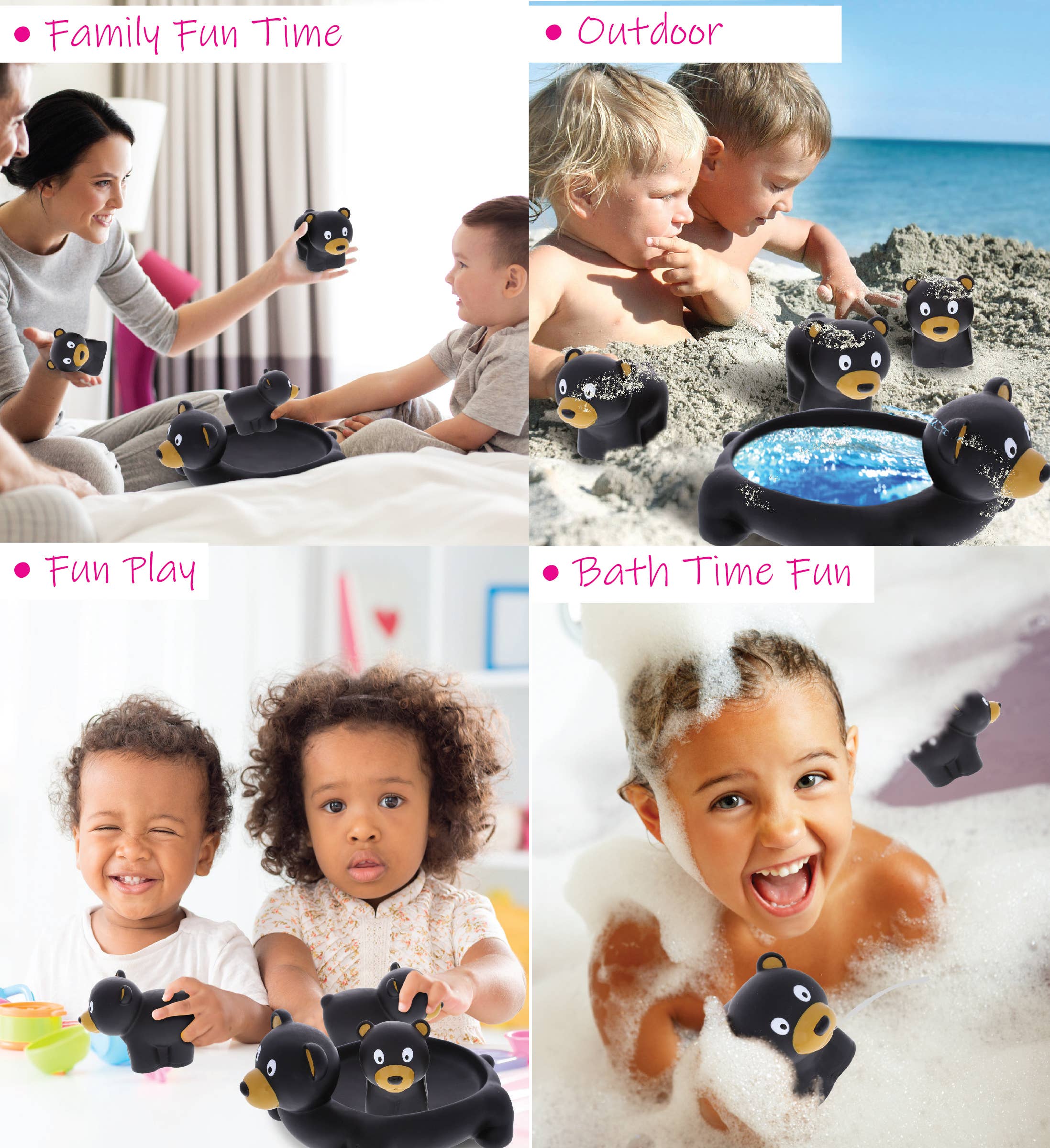Cota Global – wholesale Bath toy – Baby – Family Bath Buddies - Black Bear2