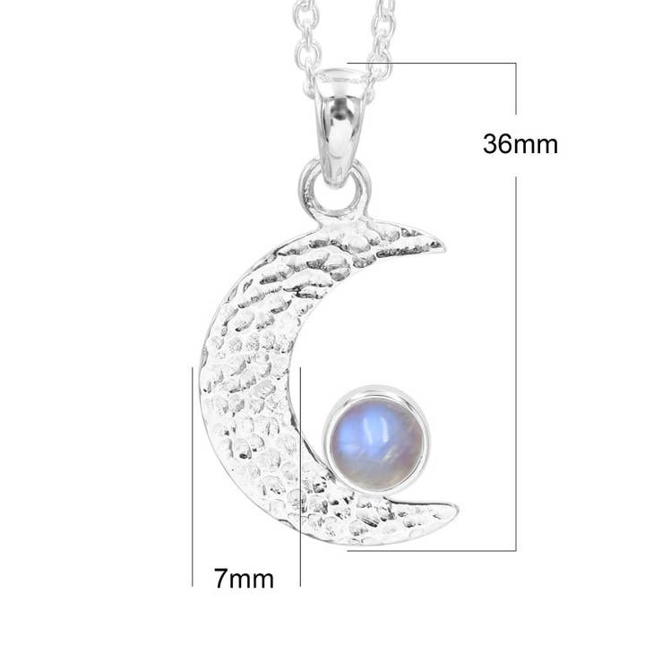 Jay Jools - Wholesale Pendant/Charm Necklace - Rainbow Moonstone Pendant: 925 Silver Half Moon Gems Jewelry8