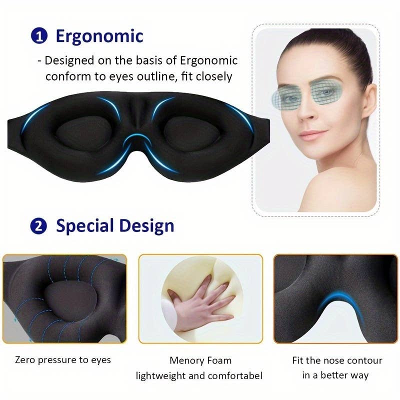 Shop Celino – wholesale Sleep/eye mask – 3D Contoured Sleep Eye Mask for Men & Women, Black1
