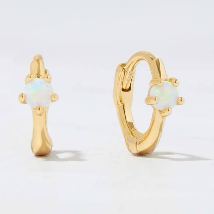 Solitaire Opal Huggies for wholesale by Sami Jewels