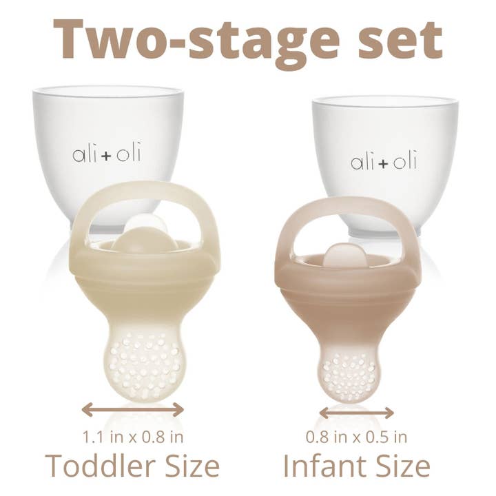 Ali+Oli - Wholesale Feeding Set - Baby - Silicone Food & Fruit Feeder (2 sizes) Oat & Coco3