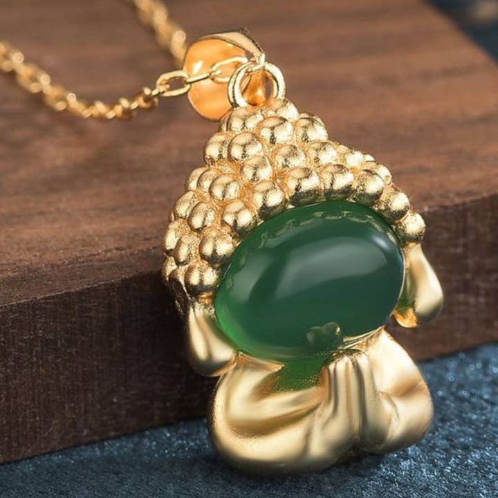 Bright MacMing - Venta al por mayor Collares con colgantes/abalorios - Collar Buda de jade y oro