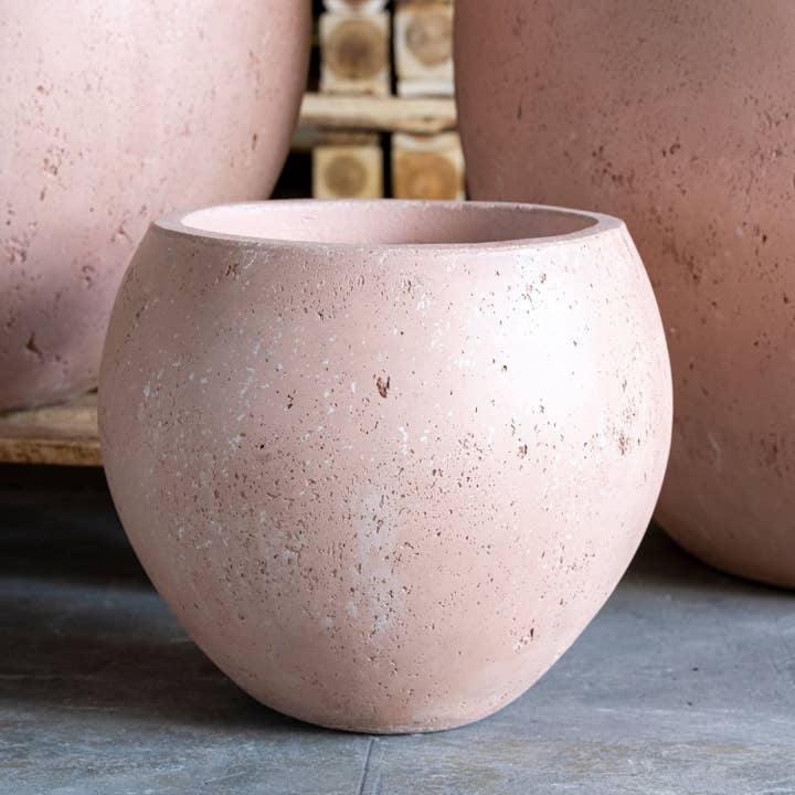 Jobu Home – wholesale Plant pot – Orbello | Blushstone – 35cm Medium Concrete Sphere Planter – 25L Round Plant Pot