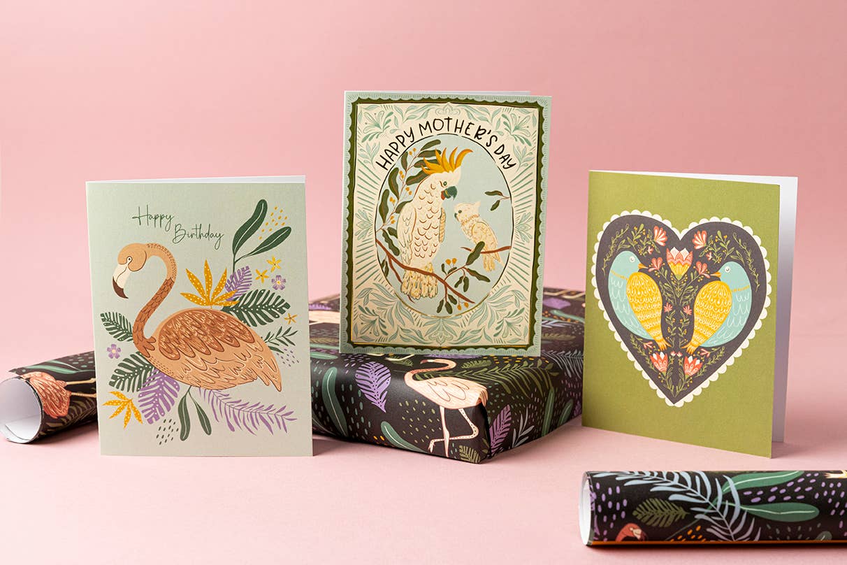 Amicreative – wholesale Birthday card – Flamingo Garden – Tropical Birthday Greeting Card2