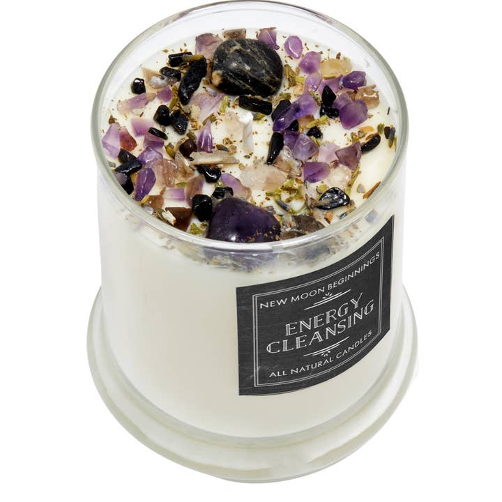New Moon Beginnings - Wholesale Jar/Filled Candle - Energy Cleansing Candle - Crystal Candles - Soy Wax