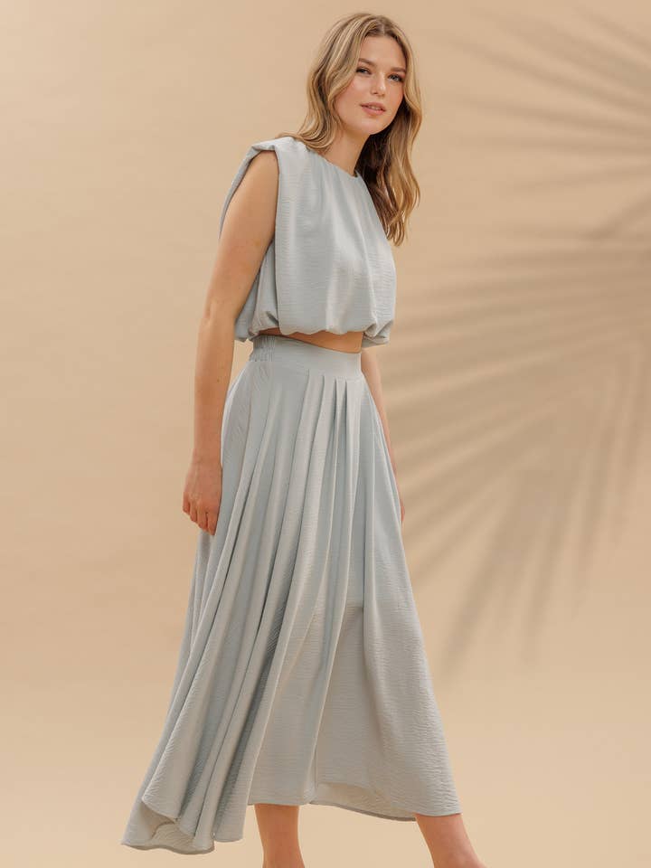 BOX PLEATED MIDI SKIRT for wholesale by Blu Pepper