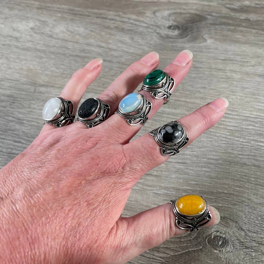 Keystone Crystals - Wholesale Cocktail/Statement Ring - Assorted Gemstone Rings in Pot Metal – Mixed Sizes20