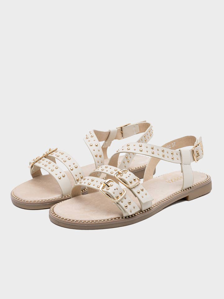 Platta sandaler med nitar och remmar för wholesale av CEREZA