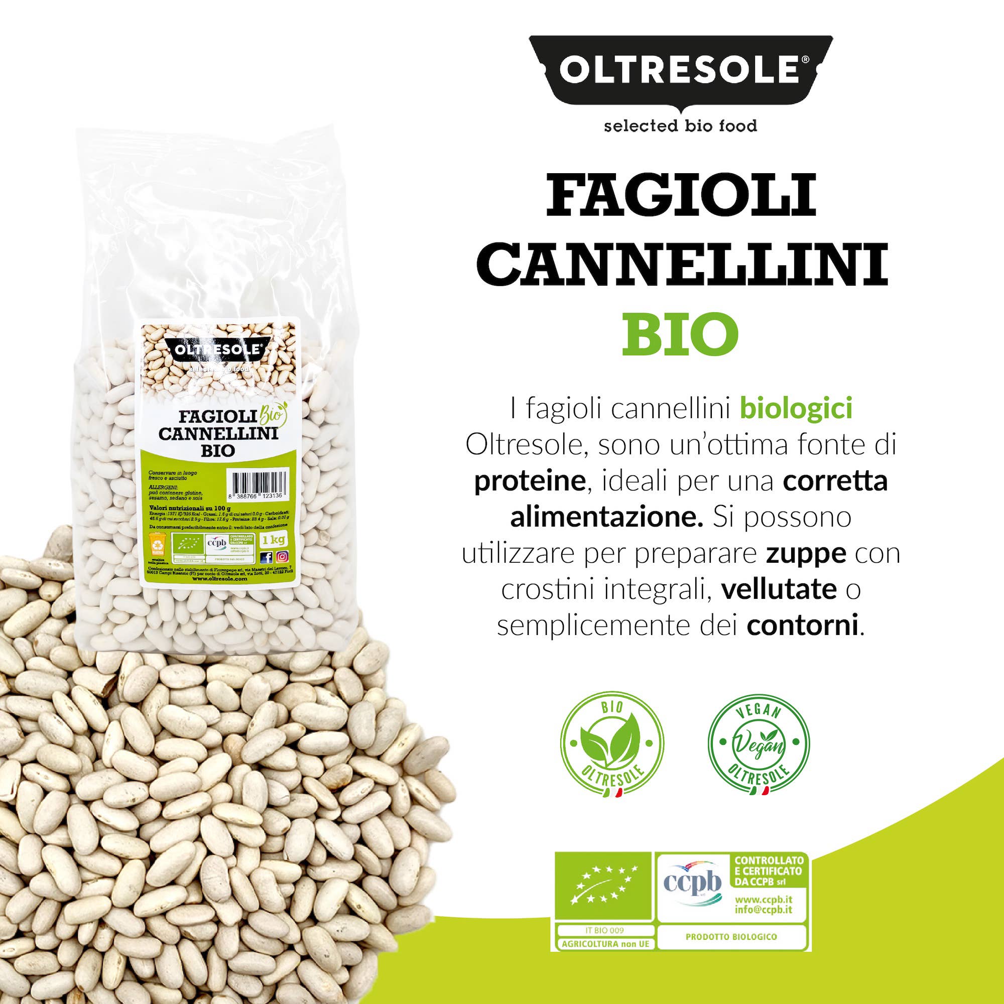 Oltresole – wholesale Bönor – EKOLOGISKA CANNELLINIBÖNOR 1 kg4
