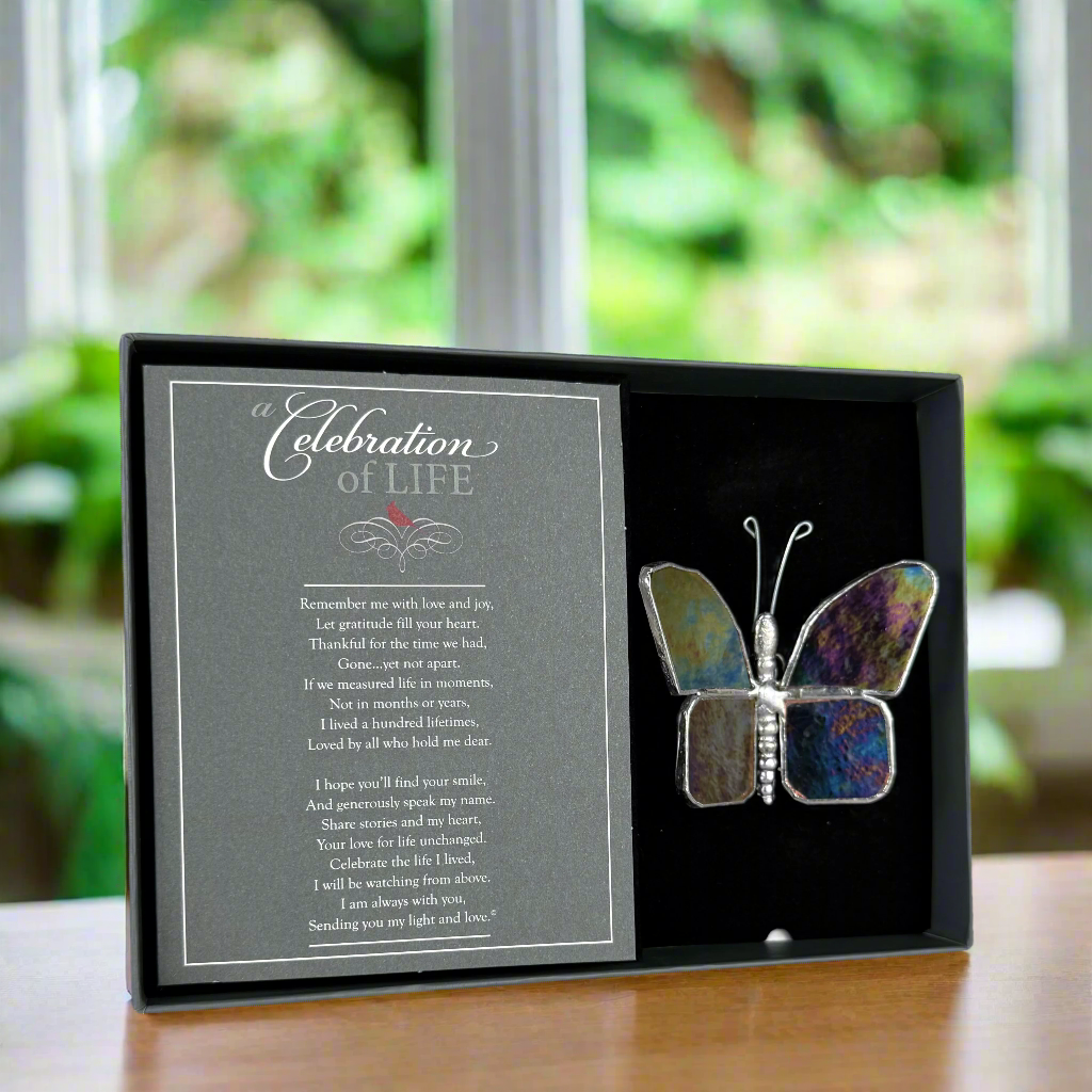 The Grandparent Gift Co. Inc. – wholesale Decorative tabletop object – Celebration Of Life Gift: Sympathy Glass Butterfly 81504