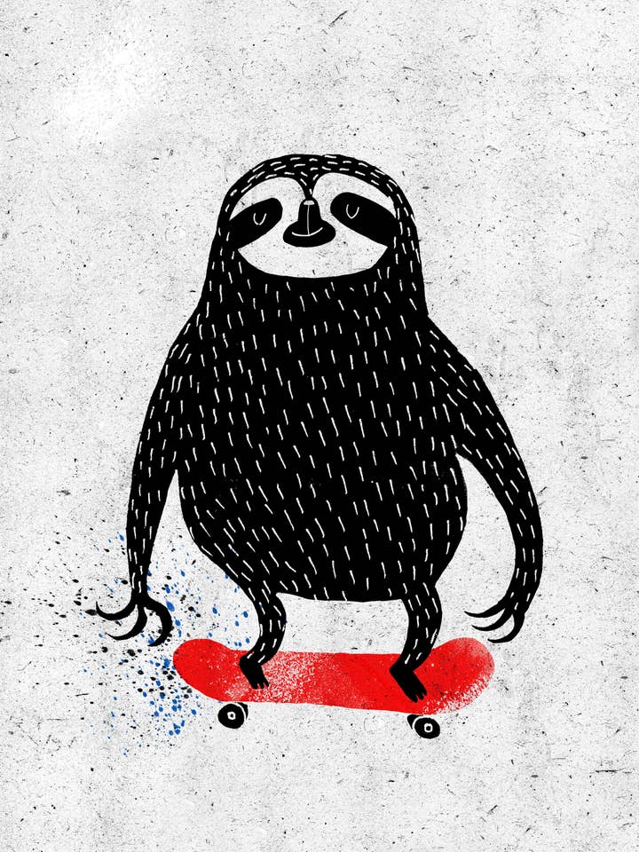 Skøjteløb Dovendyr Print for engroshandel hos Surfing Sloth