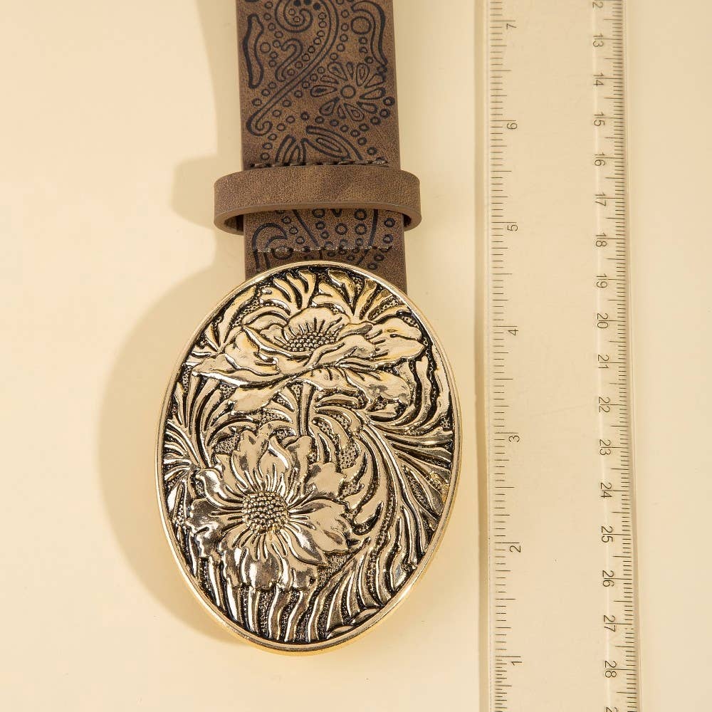 Anarchy Street – Großhandel Gürtel – Damen – Florale Schnalle Paisleymuster Veganer Ledergürtel5