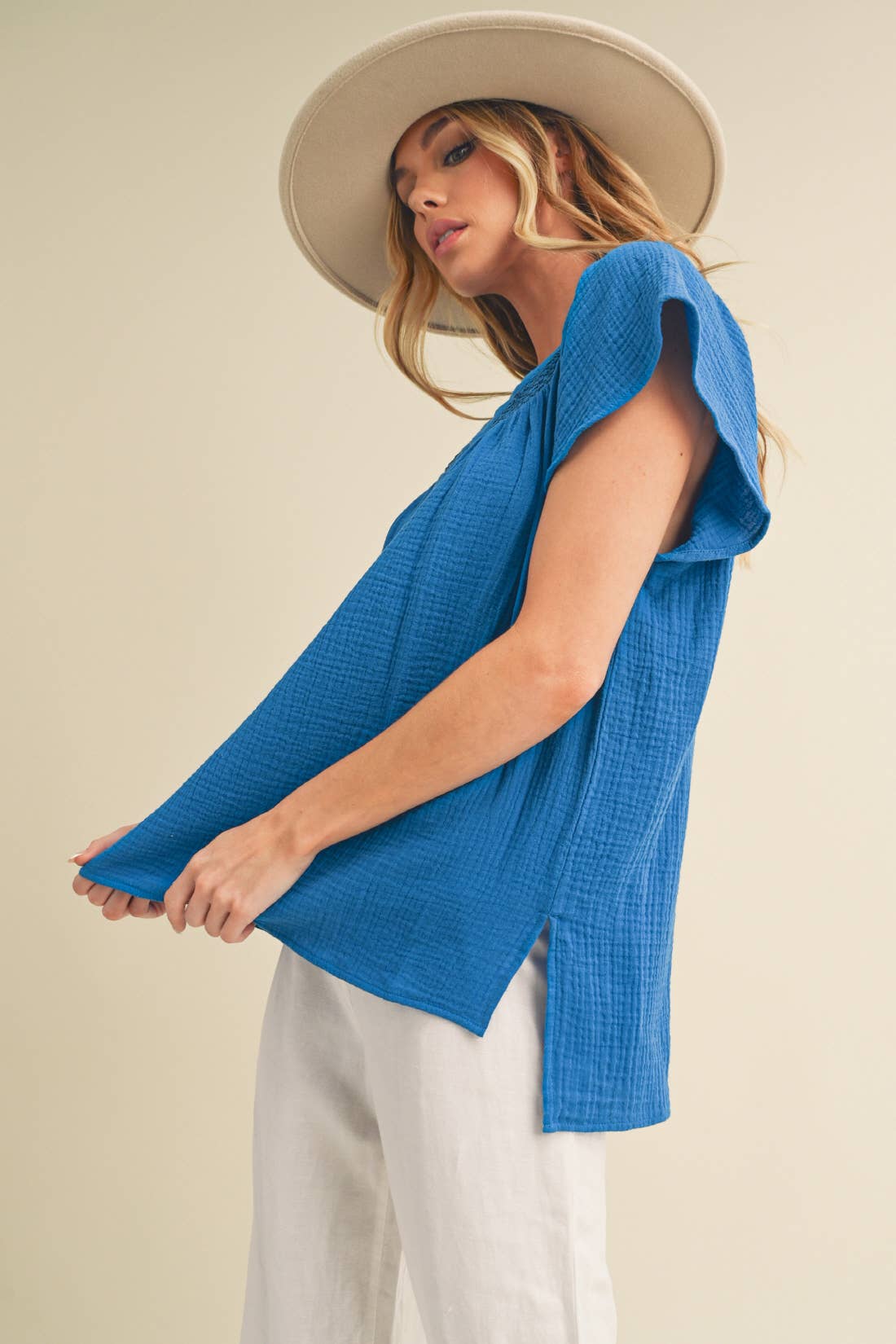 AEMI + CO - Vente Chemisier – femme - 8269DK Haut à manches courtes brodé Thia 38