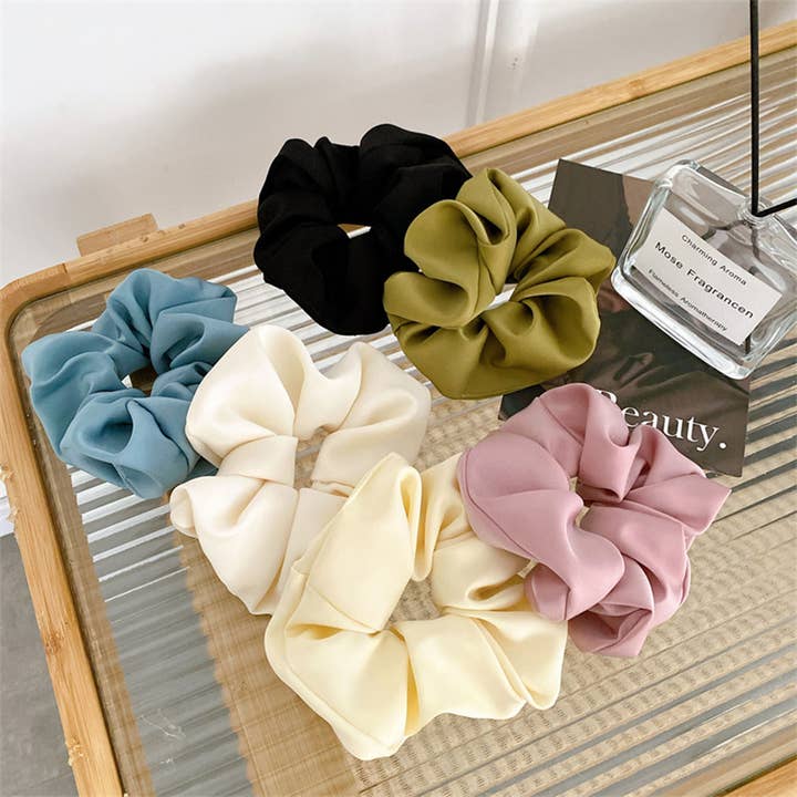 ACCITY - Wholesale Scrunchie - Women's - SIMPLE MONOCHROME SILK SCRUNCHIES_LARGE SIZE_CWAHA03493