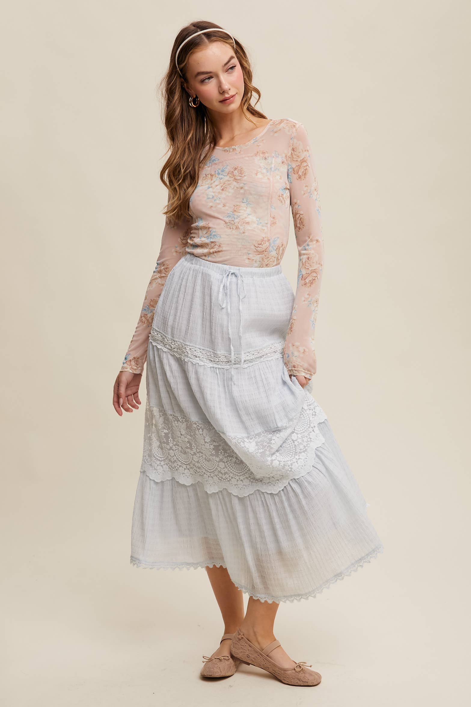 Listicle - Wholesale T-Shirt - Women's - Floral Mesh Long Sleeve Layering Top19