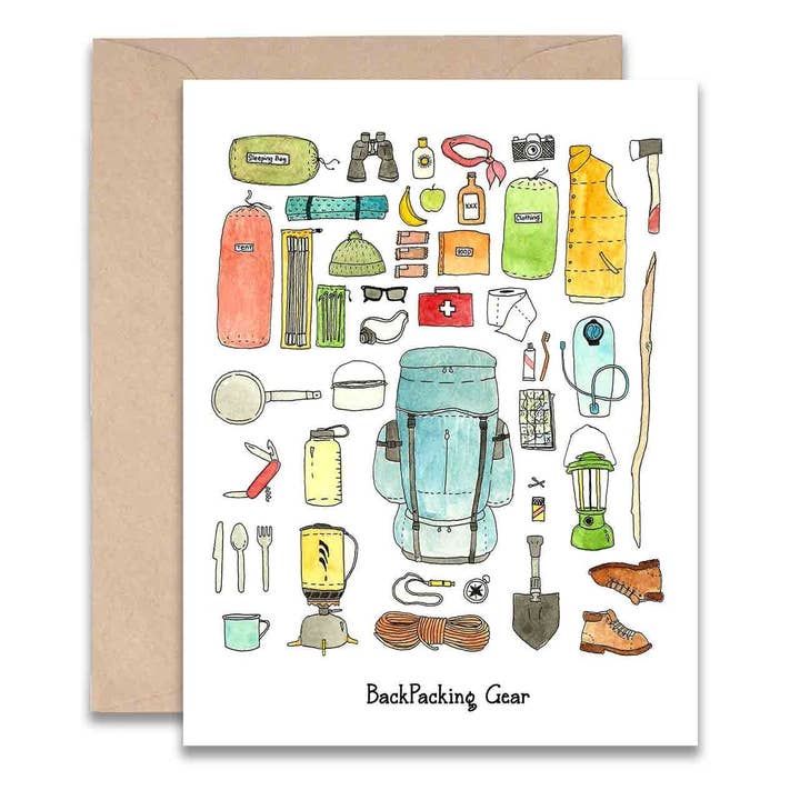 Backpacking Gear Card för wholesale av Jodi Lynn's Emporium of Doodles