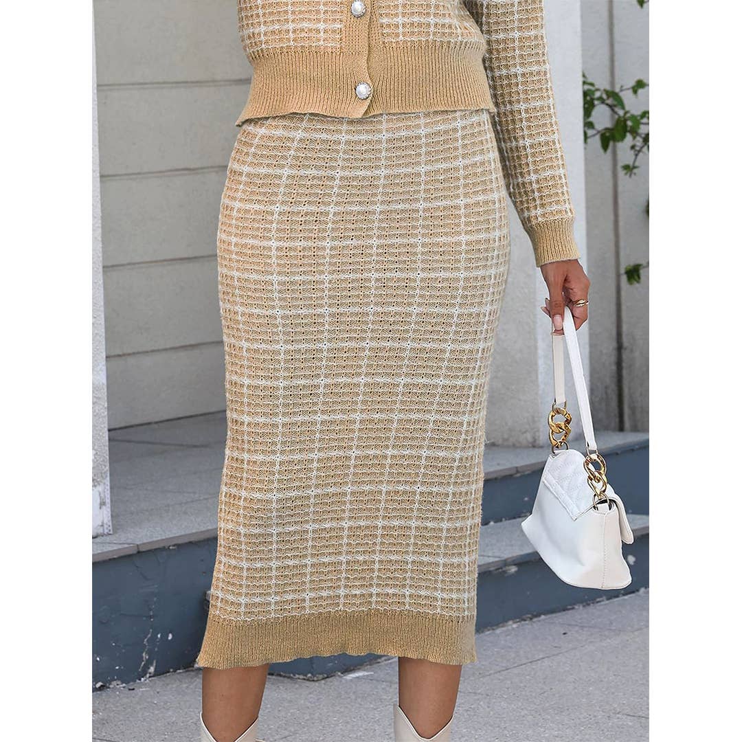 UNISHE - Wholesale Jurk - Dames - Dames Chanel-Stijl Mid-Lange Bodycon Trui Jurk OYM2179