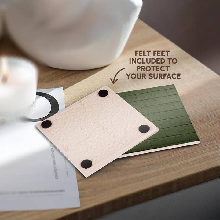 3dRose - Wholesale Coasters - 3dRose, Image of Olive Army Green Horizontal Brick Wall, Coaster3