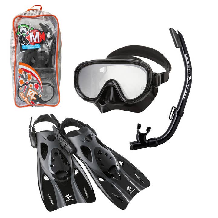 Adult Single-Window Mask, Snorkel and Fin Set | Reef Tourer for wholesale by Snorkeling Beach