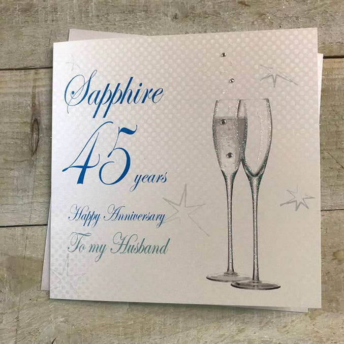 White Cotton Cards - Wholesale Anniversary Card - 45 - Anniversary Husband Champagne Flutes (BD145-H)