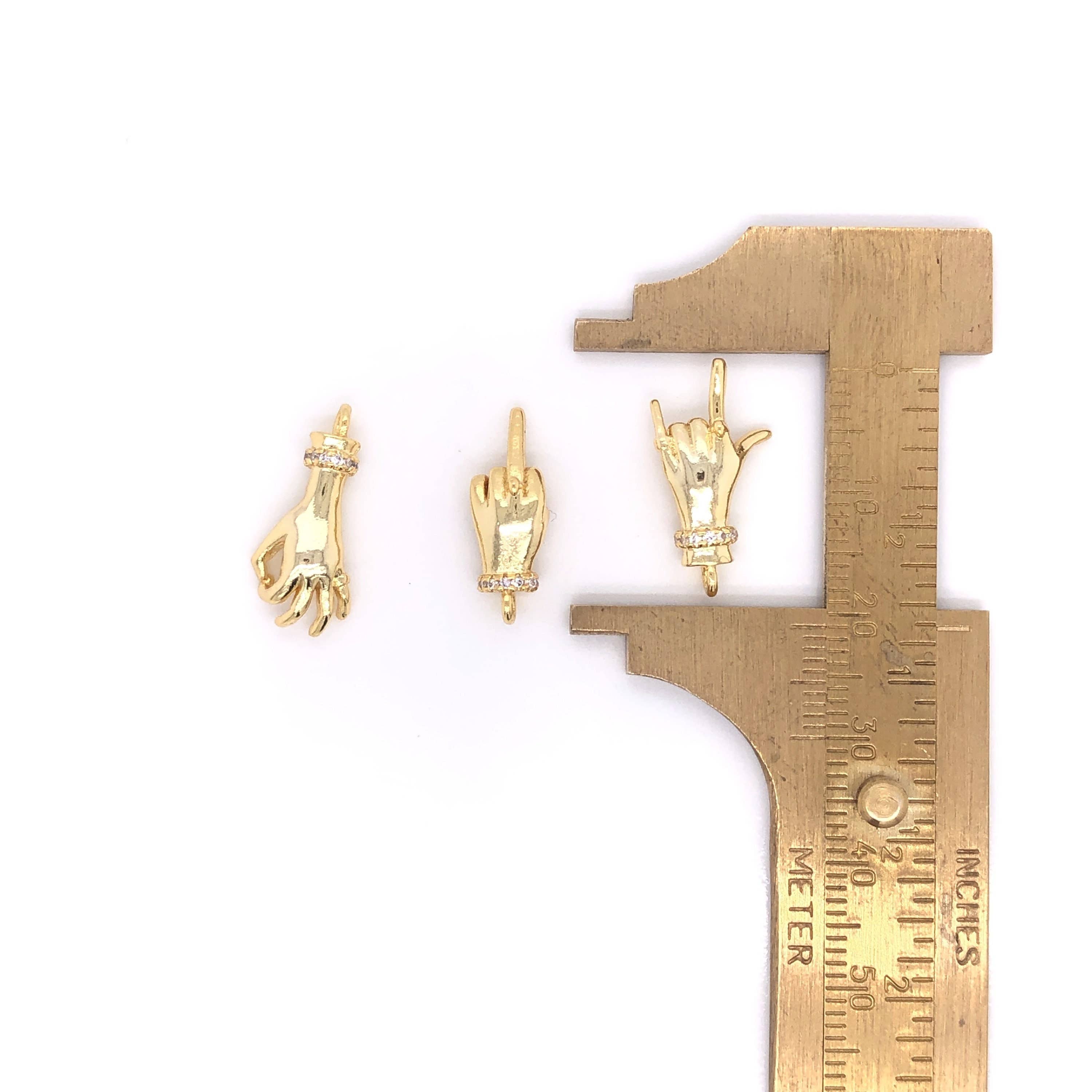 The Bead Bazaar - Wholesale Individual Charm/Pendant - F-You Hand Symbol Charm, I Love You Hand Gesture, Hand Gold1