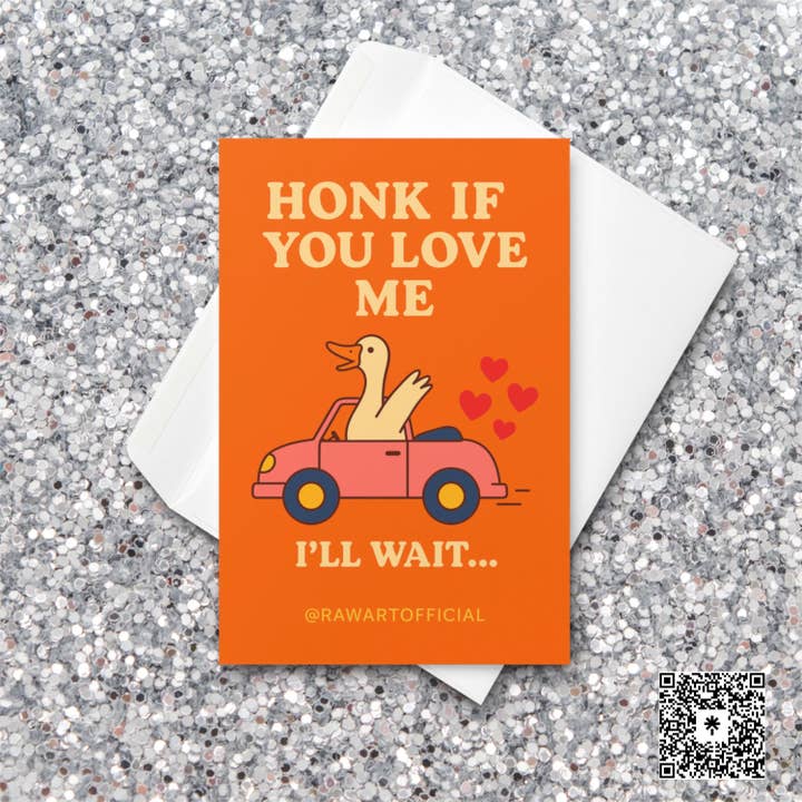 Grappige Gans Liefdeskaart: Toeter Als Je Van Me Houdt Jubileum Woordgrap voor wholesale door Hot Mess Paper Co.