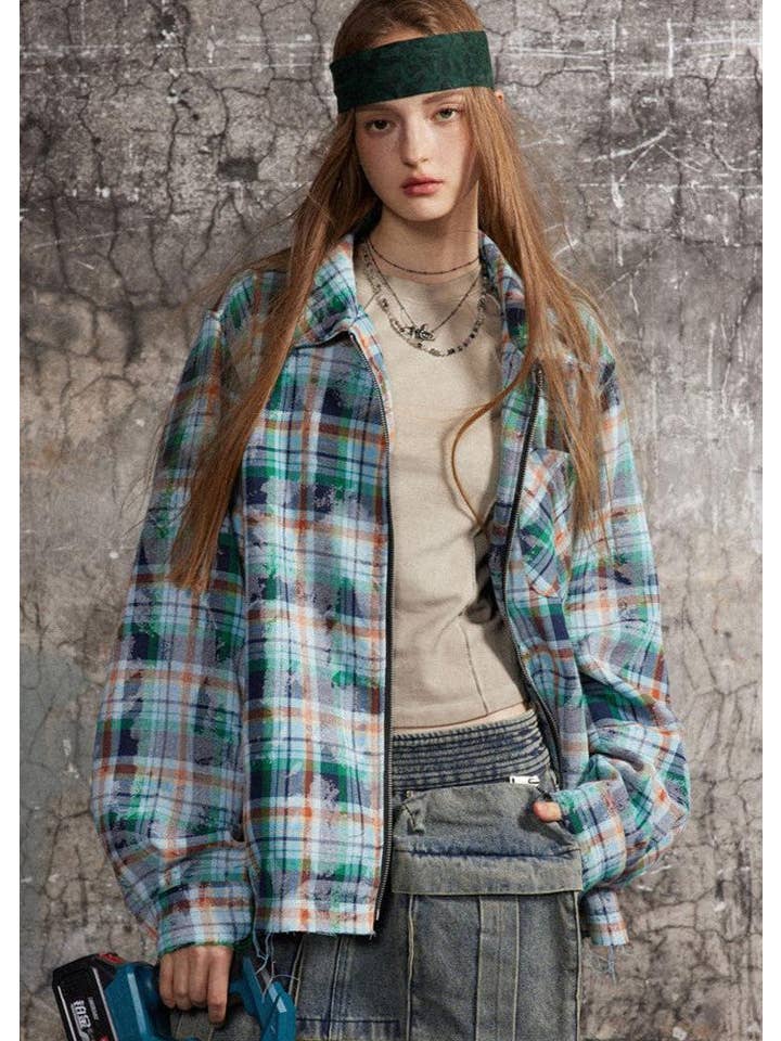 Verde Camicia a Quadri Urbana Distressed – Stile da Strada Senza Sforzo in vendita all'ingrosso su Faire