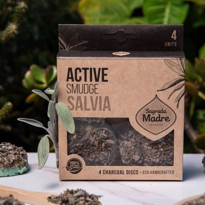 Sagrada Madre Wierook Houtskoolschijf X 4 Witte Salie voor wholesale door Wonder Incense