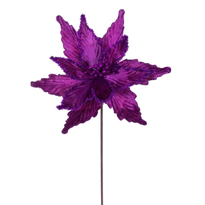 Vickerman 21.5" Plum Poinsettia Stem 6/Bag. for wholesale by Vickerman