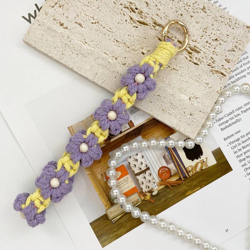 WEST AUSSIE SUPPLIES - Vente Porte-clés – femme - Porte-clés et lanière de téléphone en forme de fleur de marguerite au crochet4