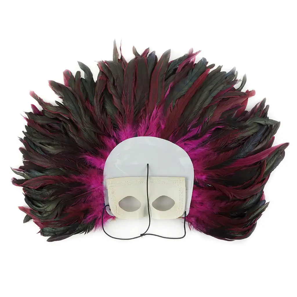Zucker Feather Products – wholesale Costume – Women's – Feather Headdress Mask-Dyed - Shocking Pink2