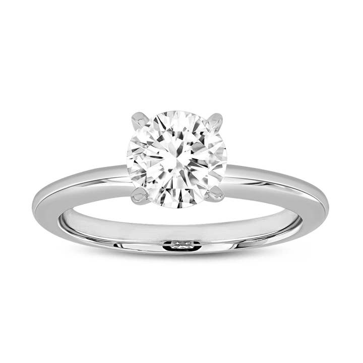 14K White Gold Round Cut Lab Grown Diamond Solitaire Engagement Ring - 1.06 ctw for wholesale by LuvMyJewelry (LMJ)