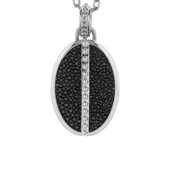 Pendentif AVA Pendentif en or blanc 18 K incrusté de shagreen personnalisé pour la vente par VIVO