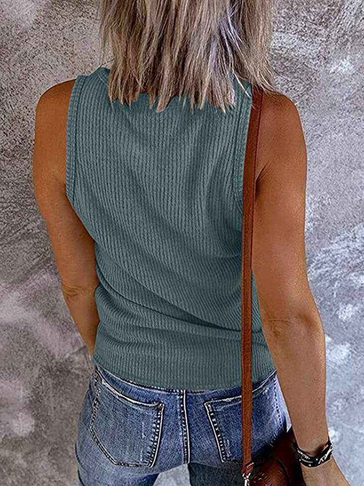 Lily Clothing - Wholesale Tank Top - Women's - SOLID COLOR V-NECK BREASTED SLIM-FIT KNIT VEST27