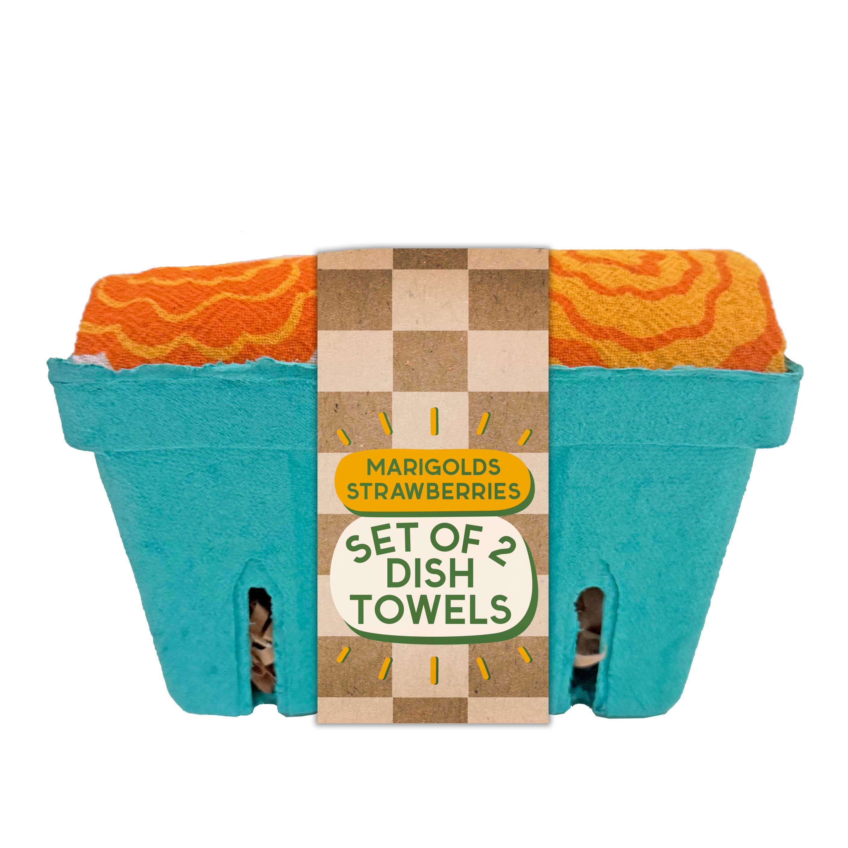 The Neighborgoods - Wholesale Tea Towel - MARI BERRY (Marigold, Strawberry) - Tea Towel Set of 21