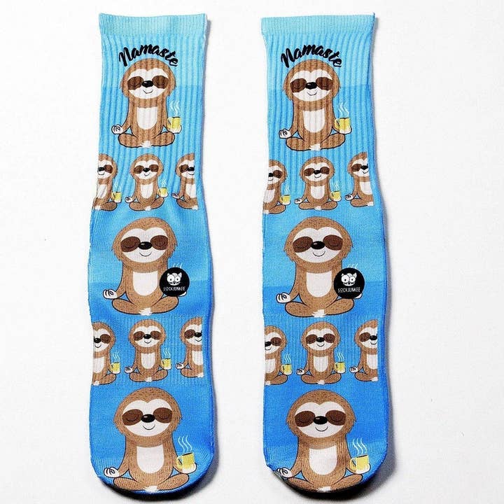 Namaste Sloth Socks for wholesale by Savvy Sox