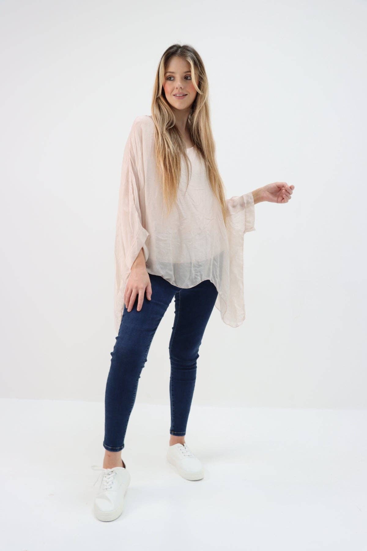 Miss Bold - Wholesale Tunic - Women's - Italian Plain Batwing Silk Tunic Top46