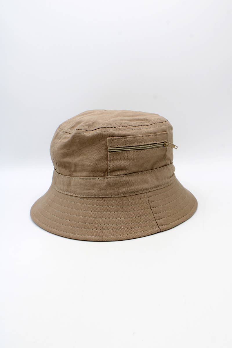Hologramme Paris - Wholesale Bucket Hat - Unisex - Plain Cotton Classic Bucket Hat with Zip9