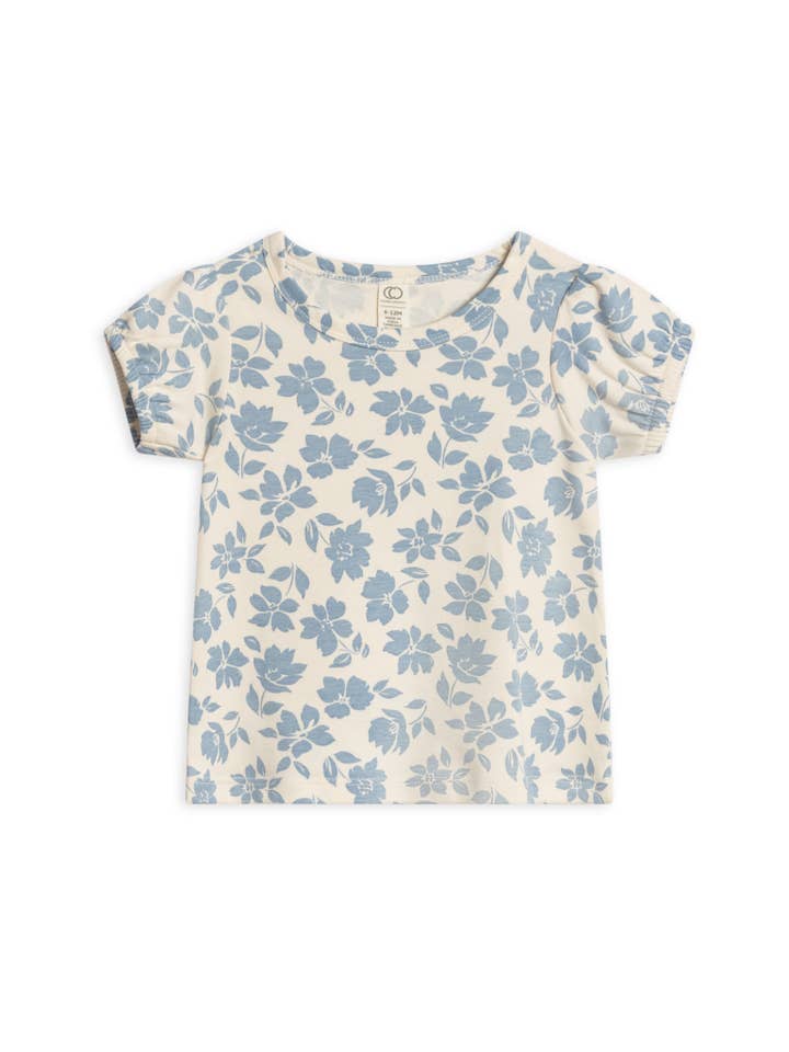 Colored Organics - Wholesale T-Shirt - Baby - Organic Baby & Kids Cora Tulip Back Tee - Gia Floral / Rain1