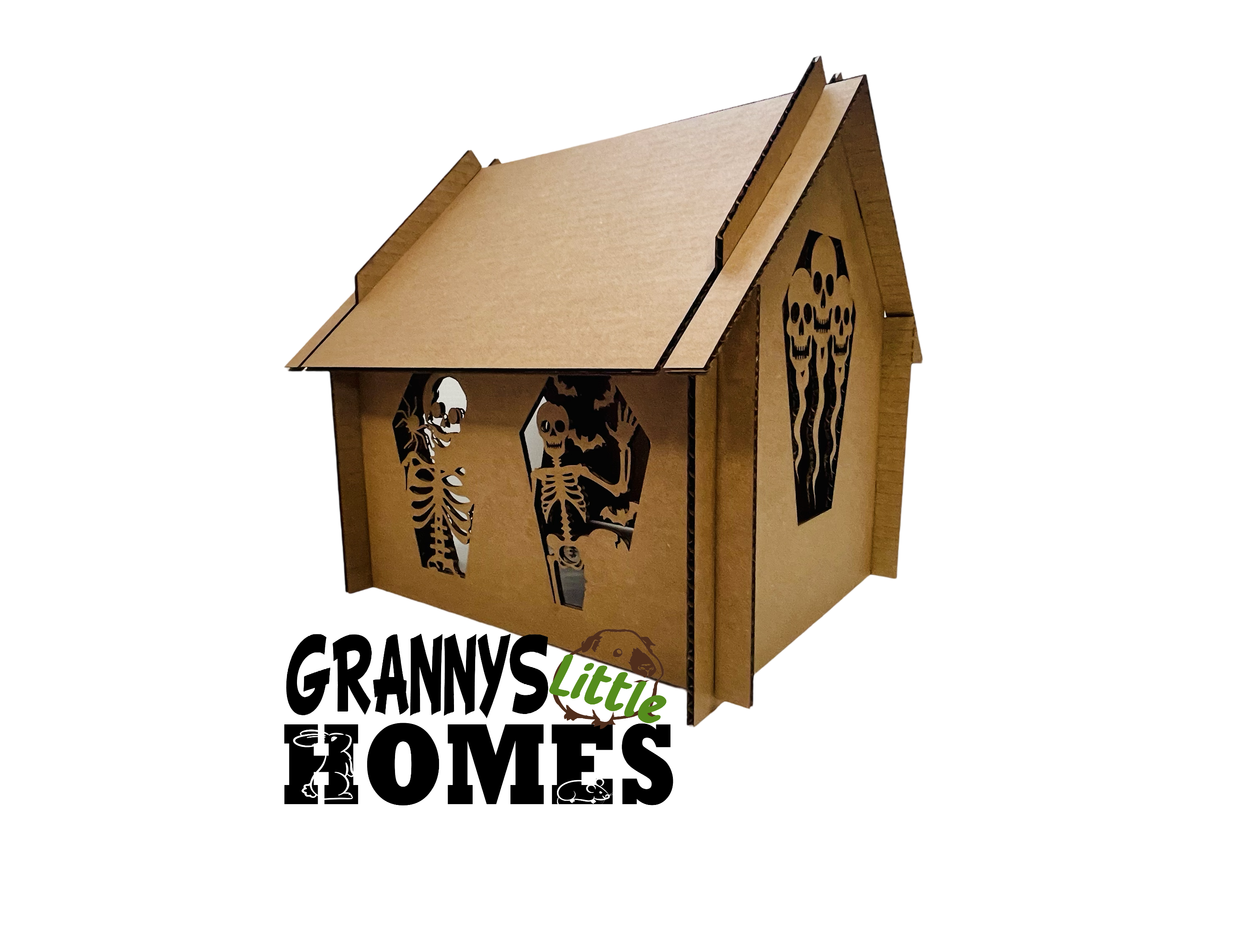Grannys Little Homes - Wholesale Pet Cave - Cat/Dog - Cardboard Skeleton Coffin Hidey3