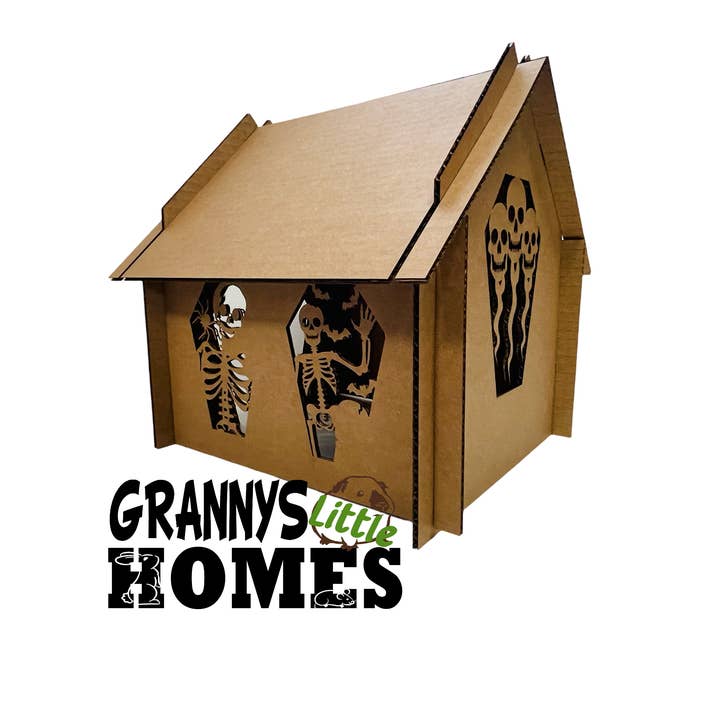 Grannys Little Homes - Wholesale Pet Cave - Cat/Dog - Cardboard Skeleton Coffin Hidey3