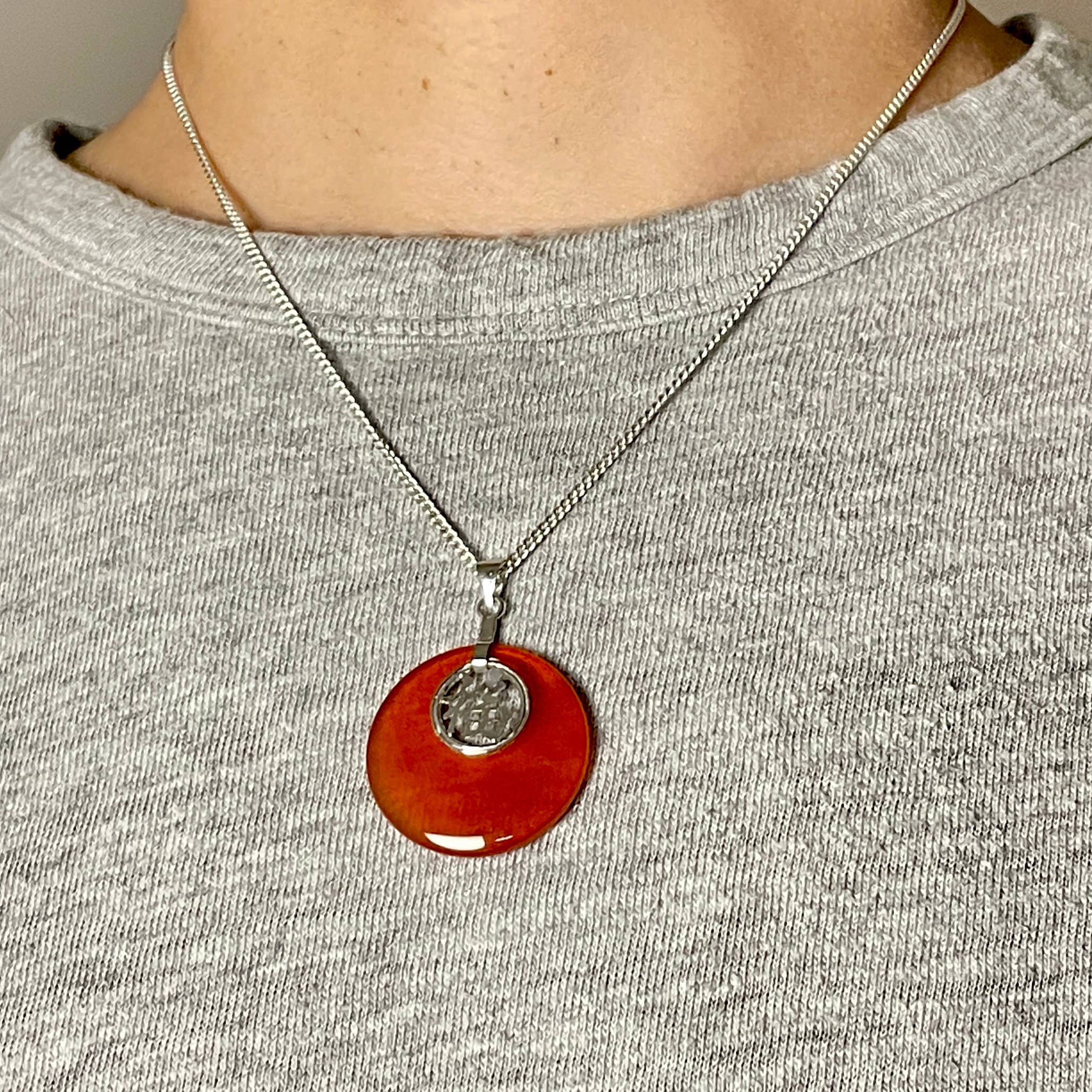 Whitestone Jewelry Co. - Wholesale Individual Charm/Pendant - Vintage 1970s Mandarin Chinese Good Luck Carnelian Pendant3