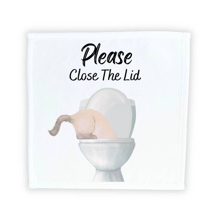 MerikaArt – wholesale Bath towel – Cream Cat Bathroom Sign Washcloth1