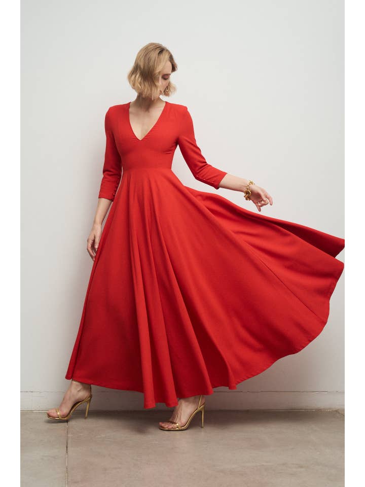 Bruna - Venta al por mayor Vestido - Mujer - Vestido Fifi Rojo Coral · Iconics ·3