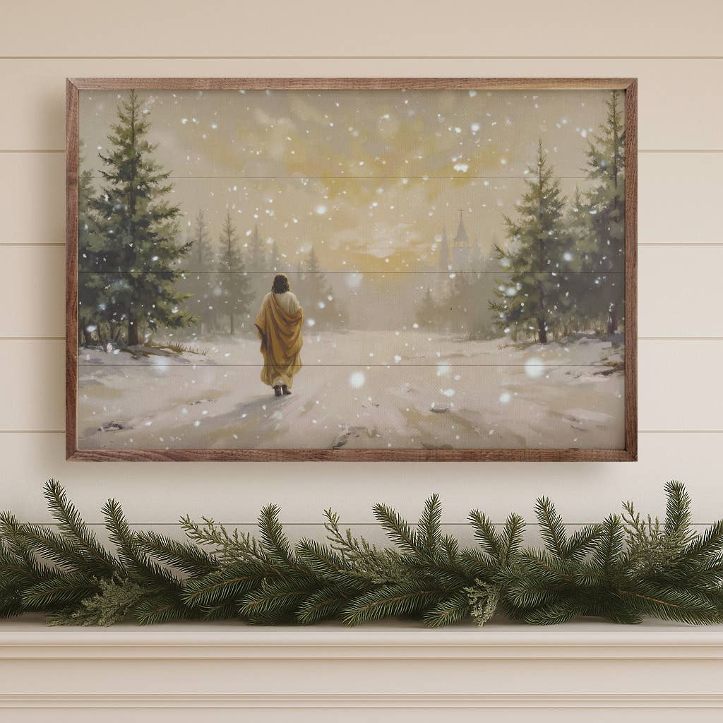 Kendrick Home - Wholesale Wood Wall Art - Jesus Walking In The Snow3