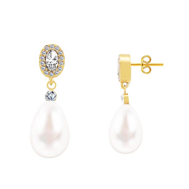 AMORINO SRL - Wholesale Dangle Earrings - DANGLING EARRINGS WITH OVAL ZIRCON AND PEARL8
