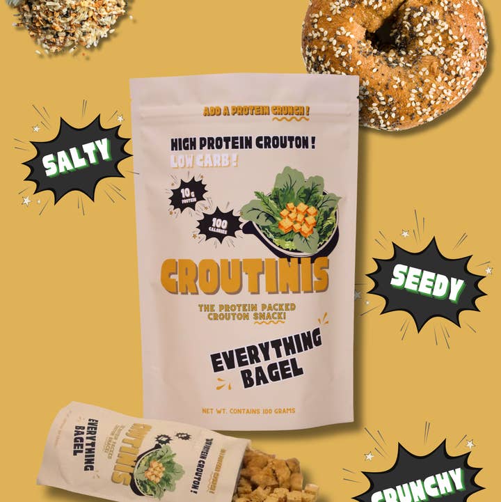 Croutinis - Wholesale Puffed Snack - Everything Bagel Crouton - High Protein, Low Carb & Gluten Free, Pantry Size 5oz Bags0