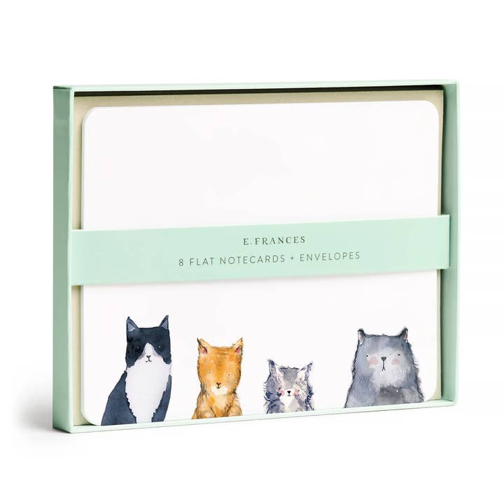 E. Frances Paper - Wholesale Stationery/Notecard Set - Cat's Meow Flat Note (Boxed Set of 8) Stationery Set