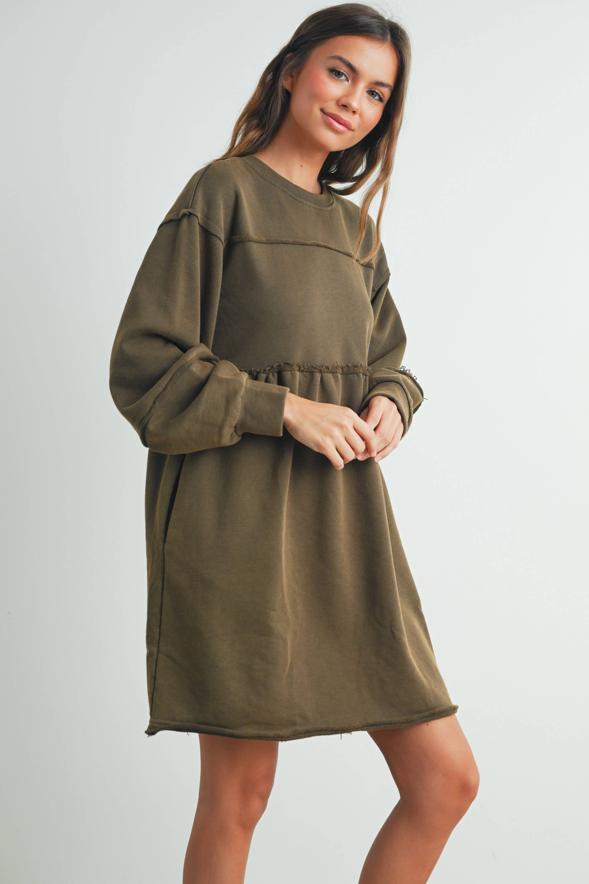 BUTTERMELON – wholesale Dress – Women's – Fall Full Sleeve Winter Mini Dress - BMD75075